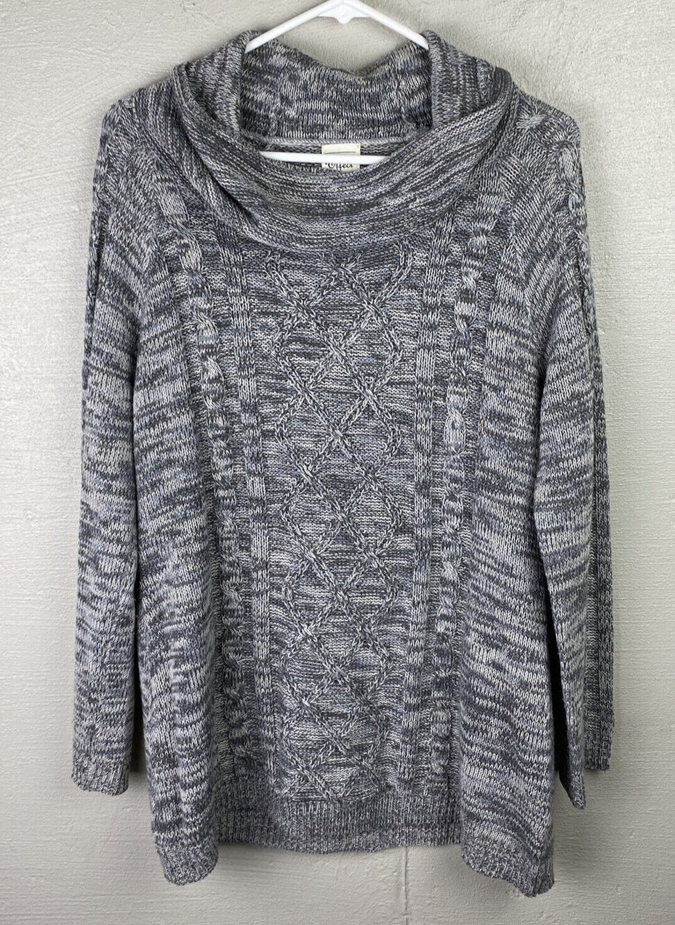 Effeci Women’s Gray And White Space Dye Knit Sweater Size XL